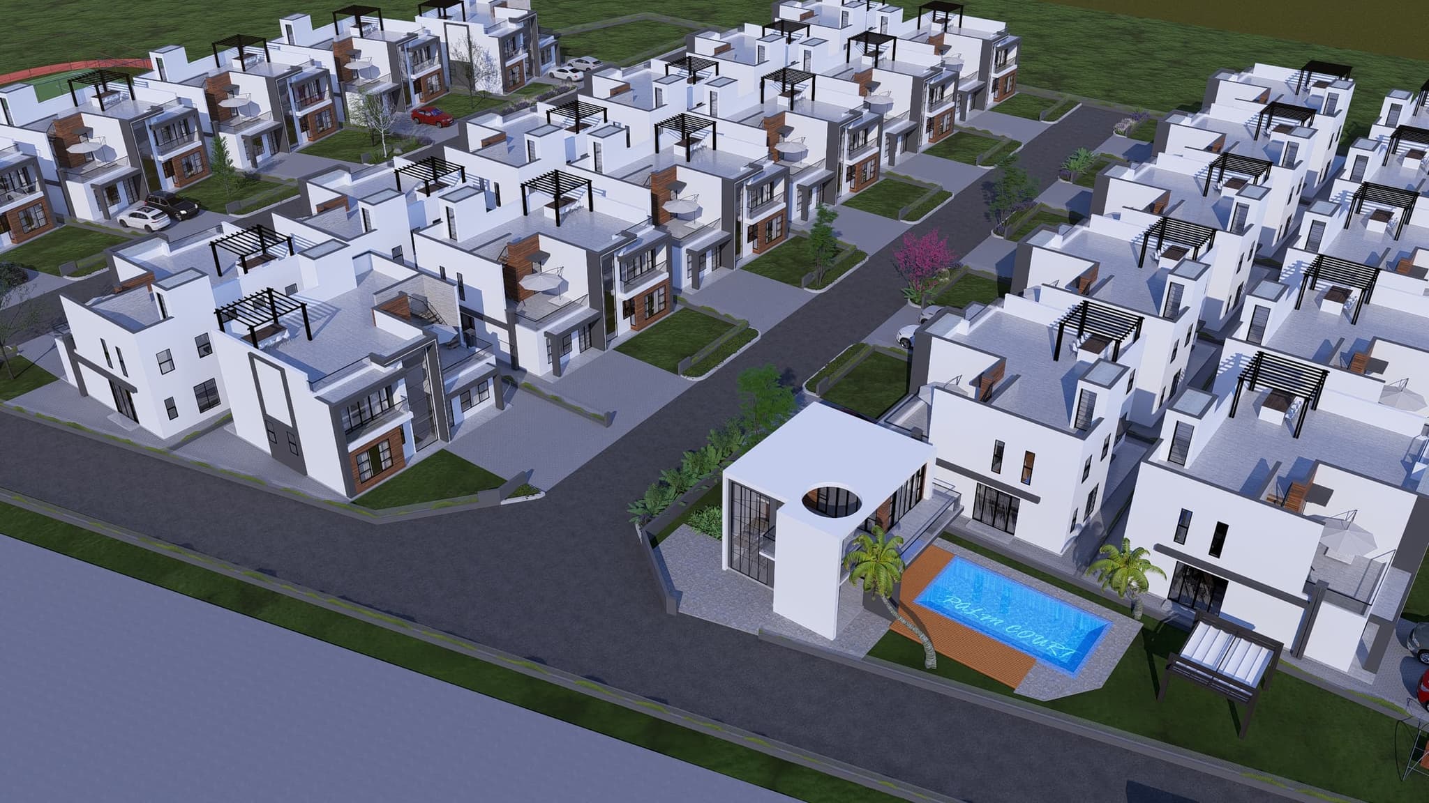 Aerial architectural masterplan of Palm Courts Estates, Ruiru